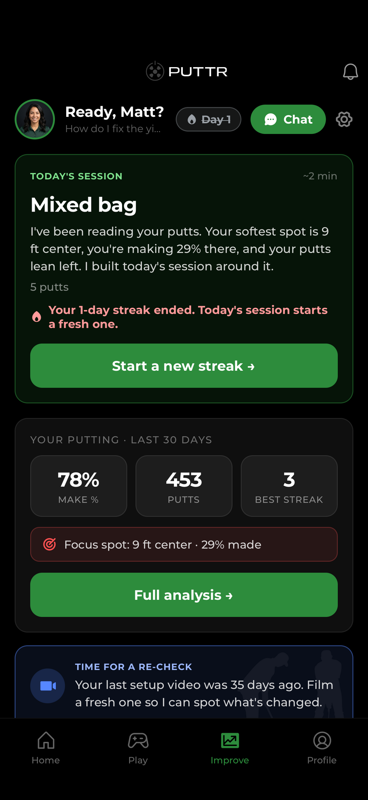 Puttr app screen